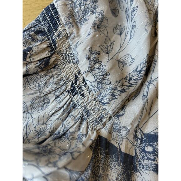 Fox Animal Print Blouse Boho Peasant Shirt Sheer Pinstripe Wildlife Fairy M-L - Picture 5 of 13